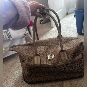 Calvin Klein Tan Monogram Travel Bag